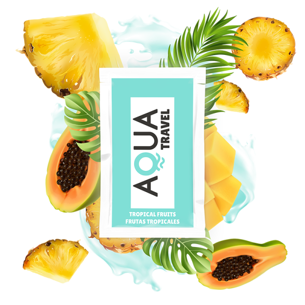 LUBRIFICANTE À BASE DE ÁGUA AQUA TRAVEL SABOR DE FRUTAS TROPICAIS - 6 ML