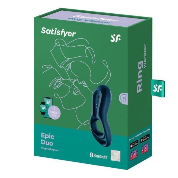 SATISFYER EPIC DUO RING VIBRATOR APP - BLUE - Image 3