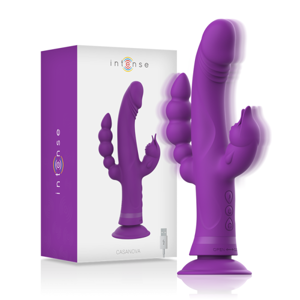 INTENSE - CASANOVA VIBRATOR RABBIT SILICONE TRIPLE ENGINE PURPLE - Image 2