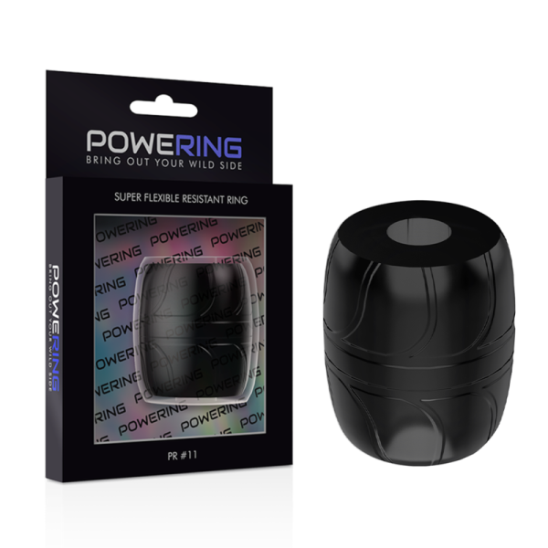 POWERING - ANEL PARA O PÉNIS SUPER FLEXÍVEL E RESISTENTE 5 CM PR11 PRETO - Image 4