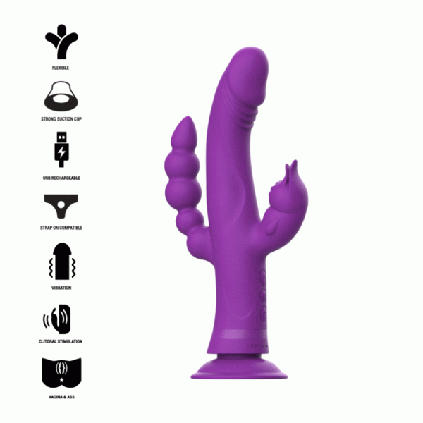 INTENSE - CASANOVA VIBRATOR RABBIT SILICONE TRIPLE ENGINE PURPLE