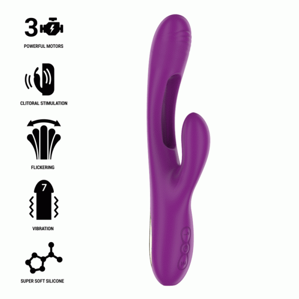 INTENSE - APOLO VIBRADOR MULTIFUNÇÃO RECARREGÁVEL 7 VIBRAÇÕES COM LÍNGUA OSCILANTE ROXA - Image 2