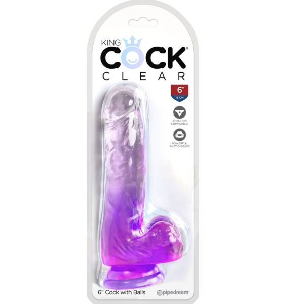 KING COCK CLEAR - PÊNIS REALISTA COM BOLAS 13,5 CM ROXO - Image 2