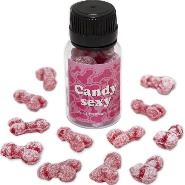 DIABLO PICANTE - FRASCO CANDY SEXY COM 12 GOMAS SABOR MORANGO-CEREJA