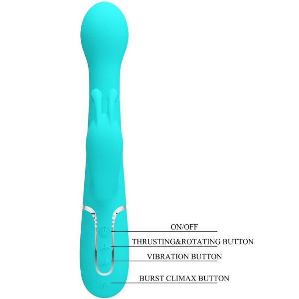 PRETTY LOVE - VIBRADOR COELHO DEJON 3 EM 1 MULTIFUNO AQUA VERDE - Image 8