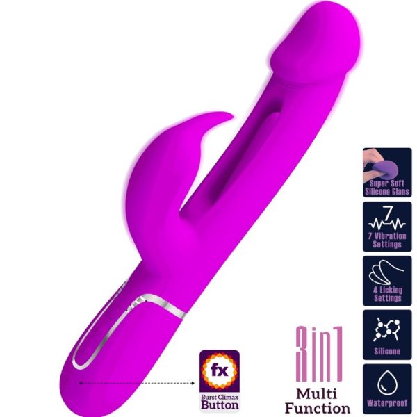 PRETTY LOVE - VIBRADOR COELHO DEJON 3 EM 1 MULTIFUNO AQUA VERDE - Image 10