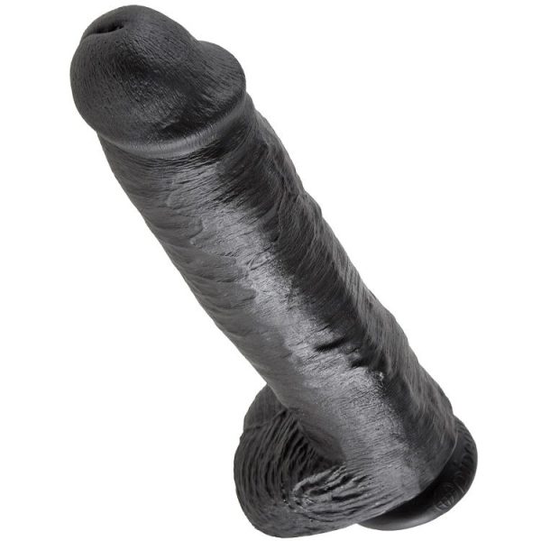 KING COCK 11" GALO PRETO COM BOLAS 28 CM