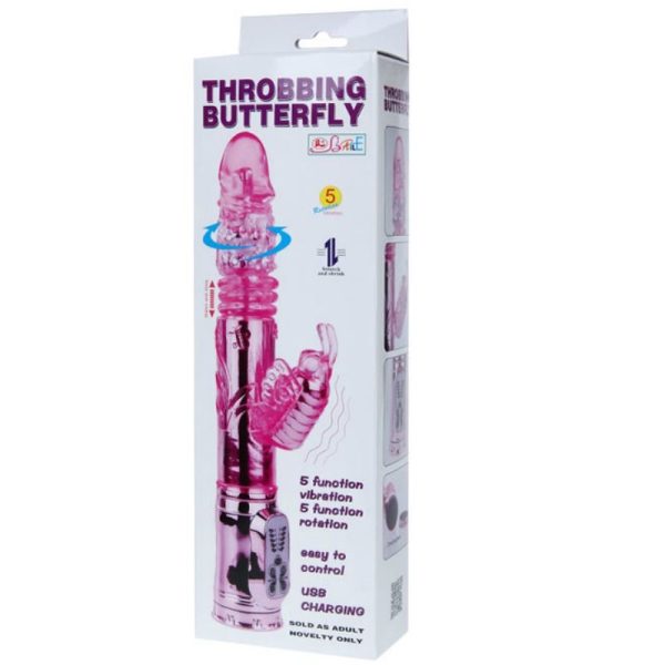 VIBRADOR RECARGABLE CON ROTACION Y ESTIMULADOR THROBBING BUTTERFLY - Image 9