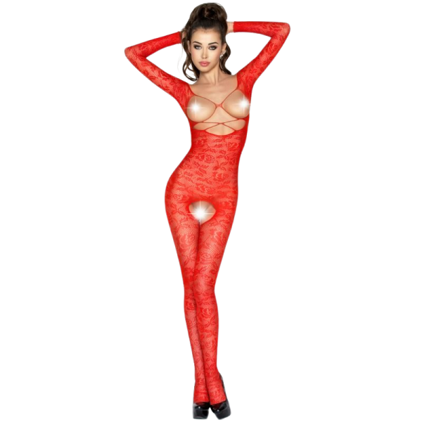 PASSION WOMAN BS031 BODYSTOCKING RED ONE SIZE