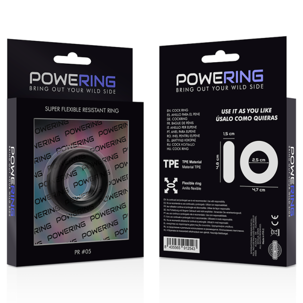 POWERING- ANEL PARA PÊNIS SUPER FLEXÍVEL E RESISTENTE 4,8CM PR05 PRETO - Image 12