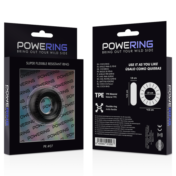 POWERING- ANEL PARA PÊNIS SUPER FLEXÍVEL E RESISTENTE 4,5CM PR07 PRETO - Image 11