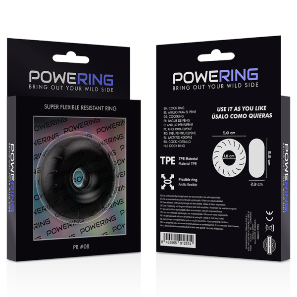 POWERING- ANEL PARA PÊNIS SUPER FLEXÍVEL E RESISTENTE 5CM PR08 PRETO - Image 10