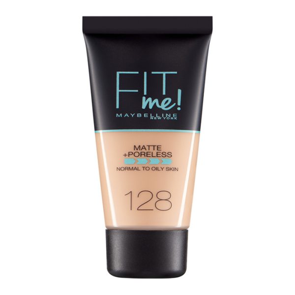 Maybelline Fit Me Mate y Afinaporos Base De Maquillaje Tono 128 Warm Nude Calca A Tu Tono y Textura Pieles Medio Claras - 30ml