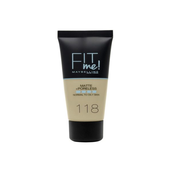 Maybelline Fit Me Mate y Afinaporos Base De Maquillaje Tono 118 Nude Calca A Tu Tono y Textura Pieles Claras - 30ml