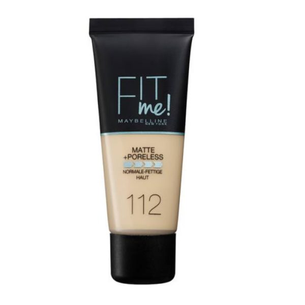 Maybelline Fit Me Mate y Afinaporos Base De Maquillaje Tono 112 Soft Beige Calca A Tu Tono y Textura Pieles Claras - 30ml