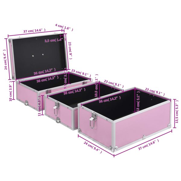 Caixa de maquilhagem 37x24x40 cm alumínio cor-de-rosa - Image 10