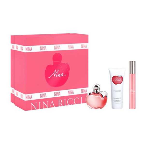 NINA RICCI NINA EAU DE TOILETTE 50ML VAPORIZADOR + LOCION CORPORAL PERFUMADA 75ML + DESODORANTE ROLL-ON 1UN