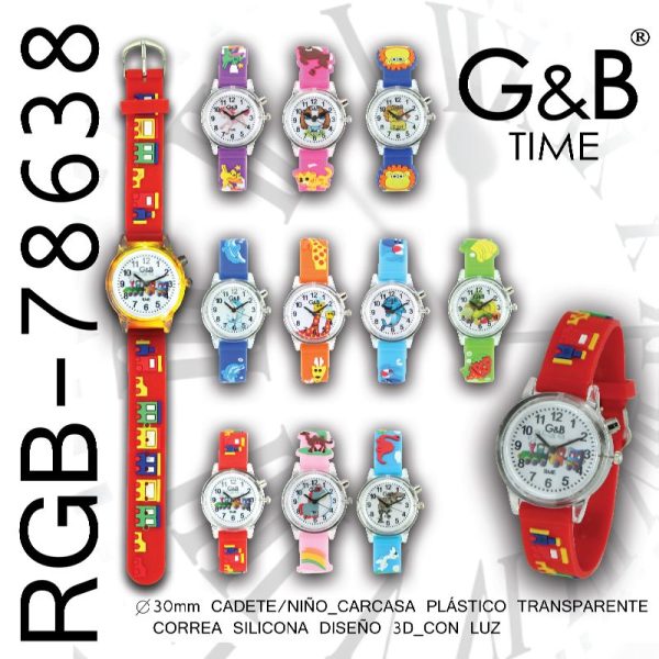 RELOJ GB INFANTIL CORREA 3D SILICONA - ESF C/ LUZ LED