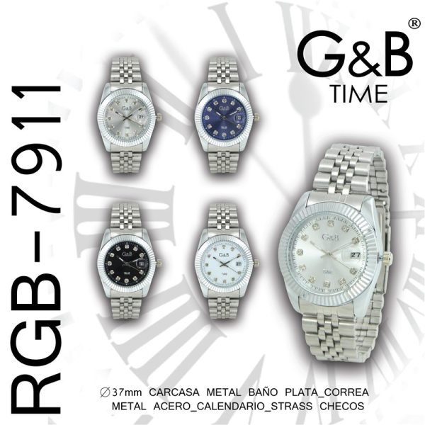 RELOJ G&B MUJER METAL REDONDO CON FECHA