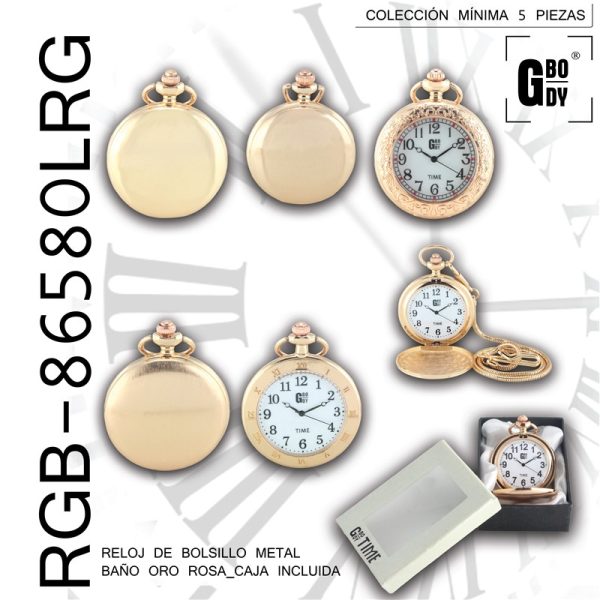 RELOJ GBODY BOLSILLO CON CAJA LISO ROSE GOLD