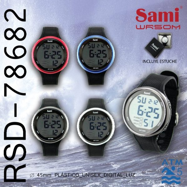 RELOJ SAMI LCD CAB. WR50M LUZ C/CAJA