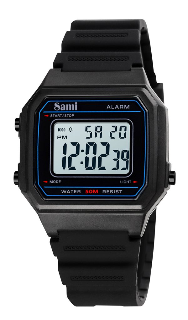 RELOJ SAMI VINTAGE LCD WR50M CORREA/CARCASA NEGRO