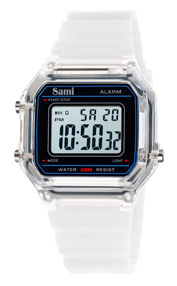 RELOJ SAMI VINTAGE LCD WR50M CORREA/CARCASA TRANSP.