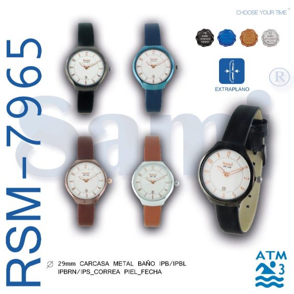 RELOJ SAMI SRA. PIEL RED. XTRAPLANO 12 nos FECHA IP WR30