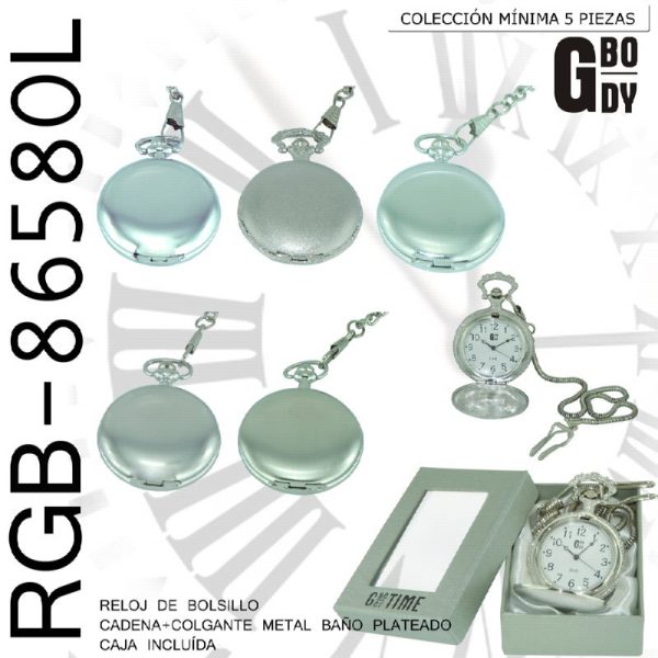 RELOJ G-BODY BOLSILLO PLATA C/CAJA LISOS