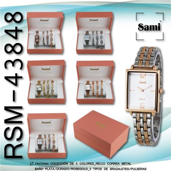 Conjunto Sami sra reloj rectang+ 3 braz/pulseras