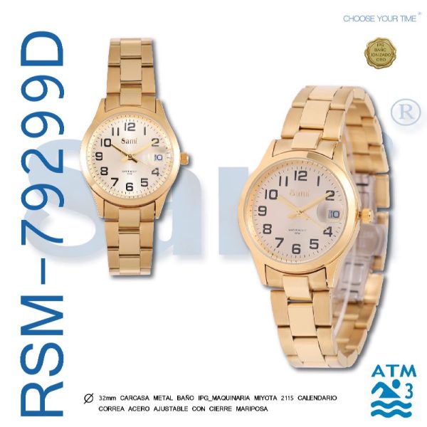 Reloj Sami sra 12 nos FECHA 3ATM IPG correa acero