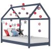 Estrutura de cama para crianças 80x160 cm pinho maciço cinza - 217202