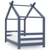 Estrutura de cama para crianças 70x140 cm pinho maciço cinzento - 204620