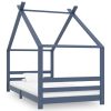 Estrutura de cama para crianças 90x200 cm pinho maciço cinzento - 205156