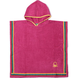 KIDS PONCHO BATHROBE 85X85CM - COTTON ROSA