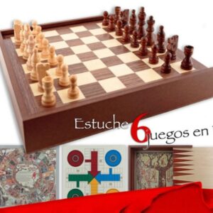 SEIS JUEGOS EN UNO: PARCHIS, OCA, AJEDREZ, ESCALERA, DAMAS y BACKGAMON