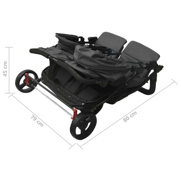 Carrinho de bebés para gémeos aço antracite - Image 11