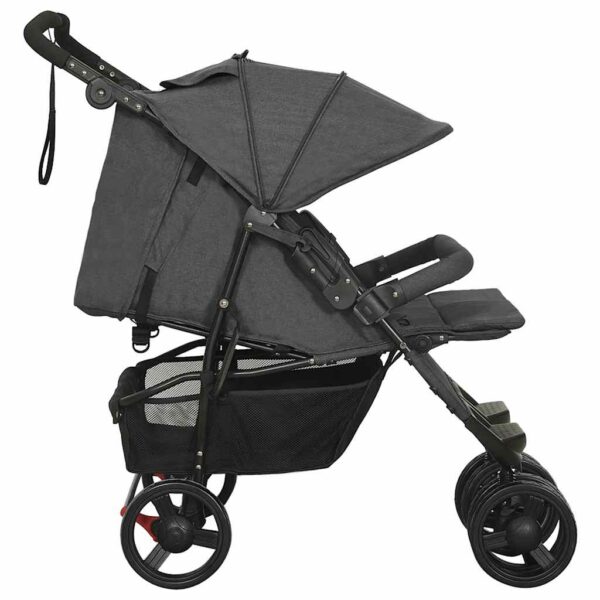 Carrinho de bebés para gémeos aço antracite - Image 3
