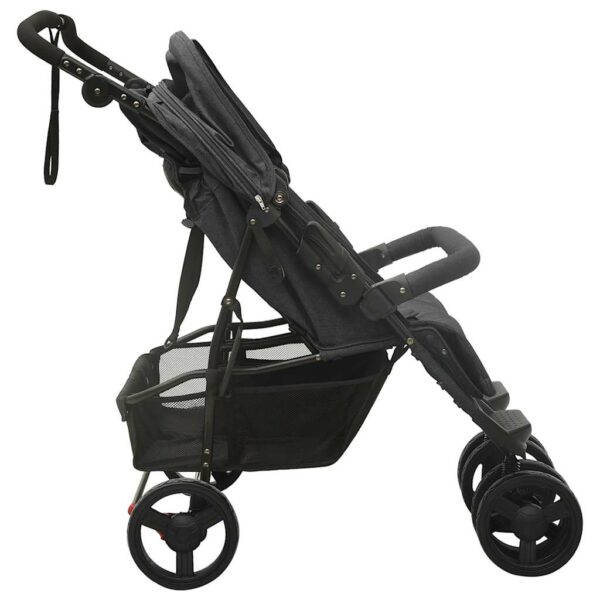 Carrinho de bebés para gémeos aço antracite - Image 4