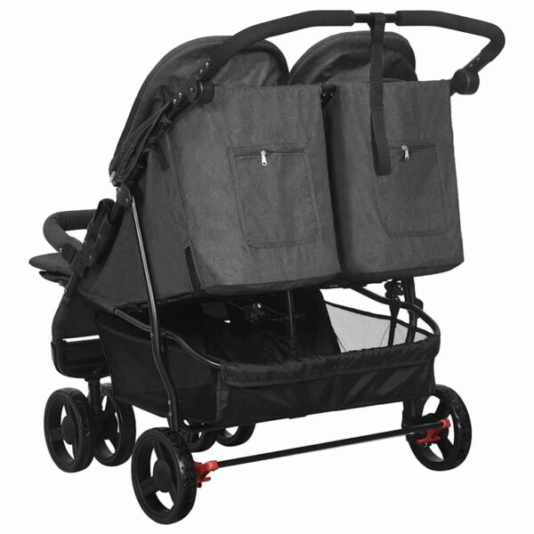 Carrinho de bebés para gémeos aço antracite - Image 6